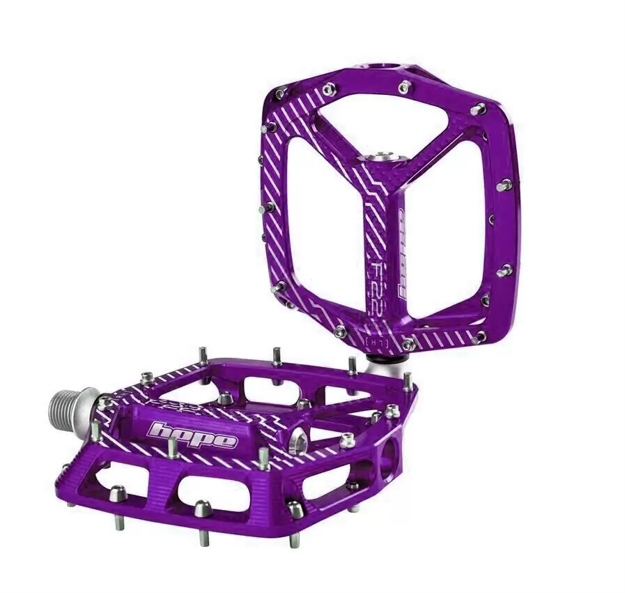 Pair of MTB Flat Pedals F22 Purple - image