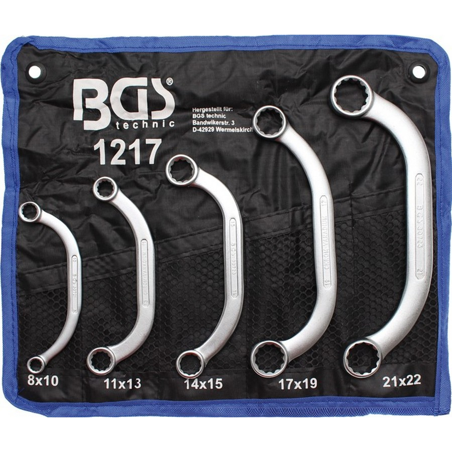 5-piece obstruction ring spanner set 8x10-21x22 mm - code BGS1217