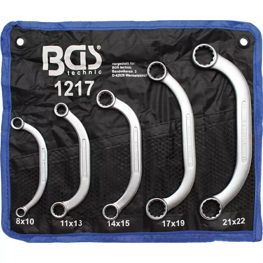 5-piece obstruction ring spanner set 8x10-21x22 mm - code BGS1217 - image