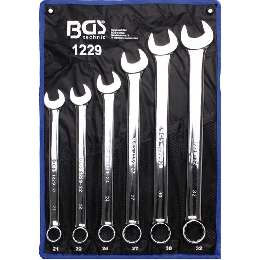 Conjunto de chaves combinadas xxl de 6 peças extra longas 21-32 mm - código BGS1229