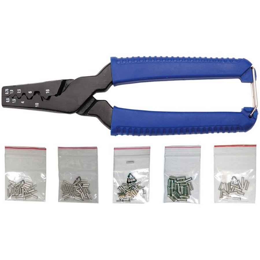 crimping tool for cable end sleeves incl. 150 sleeves - code BGS1430