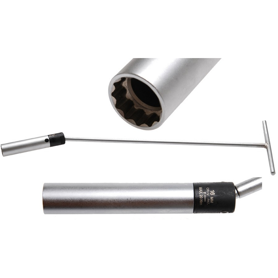chave de vela de junta flexível com torque limitado 20 nm 550 mm comprimento 16 mm - código BGS146