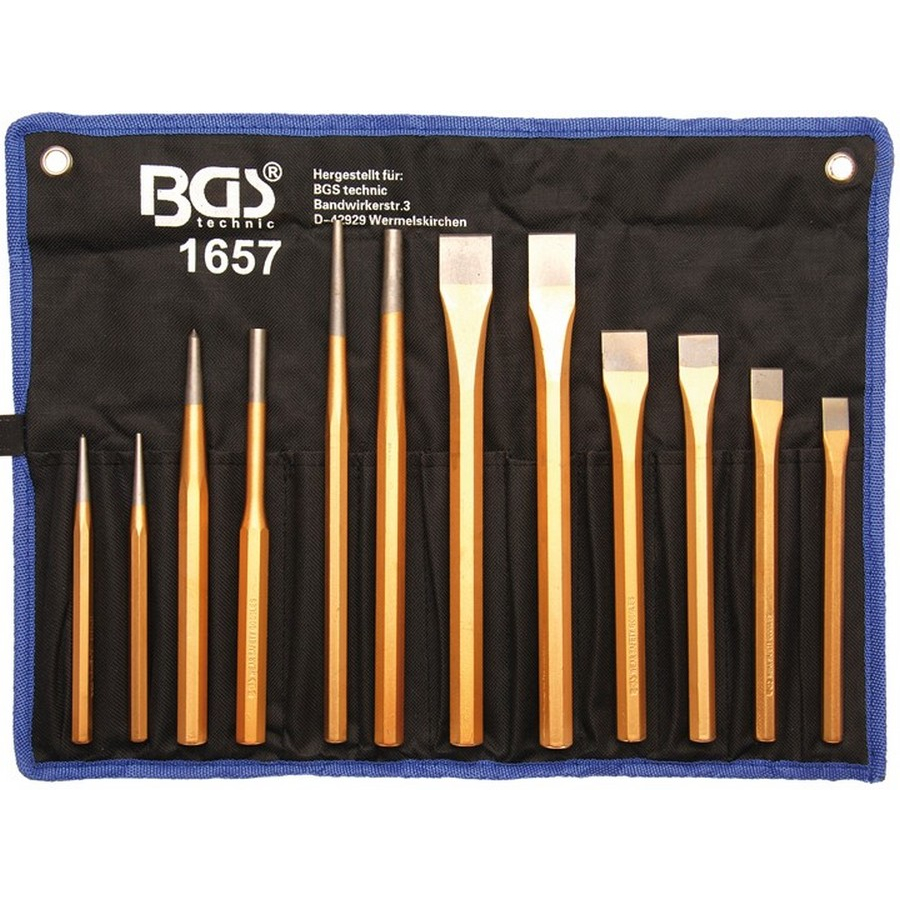 12-piece pin driver set including chisel + punch - code BGS1657
