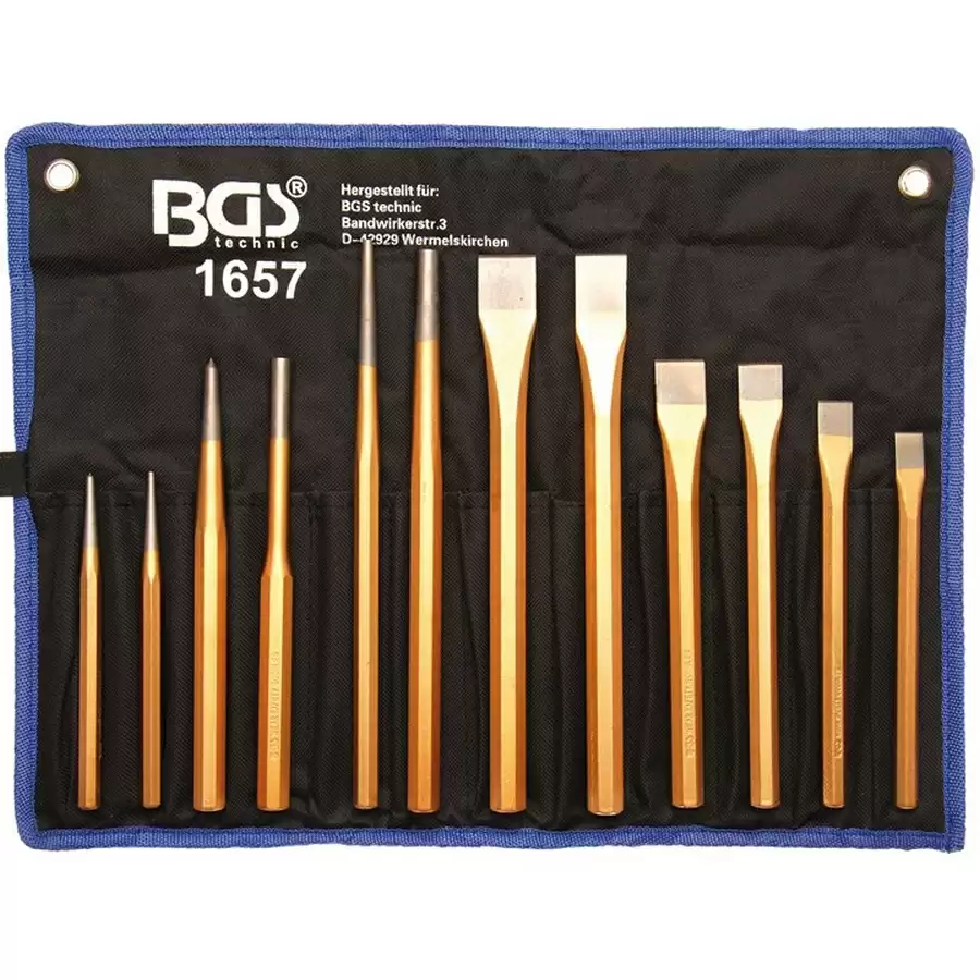 12-piece pin driver set including chisel + punch - code BGS1657 - image