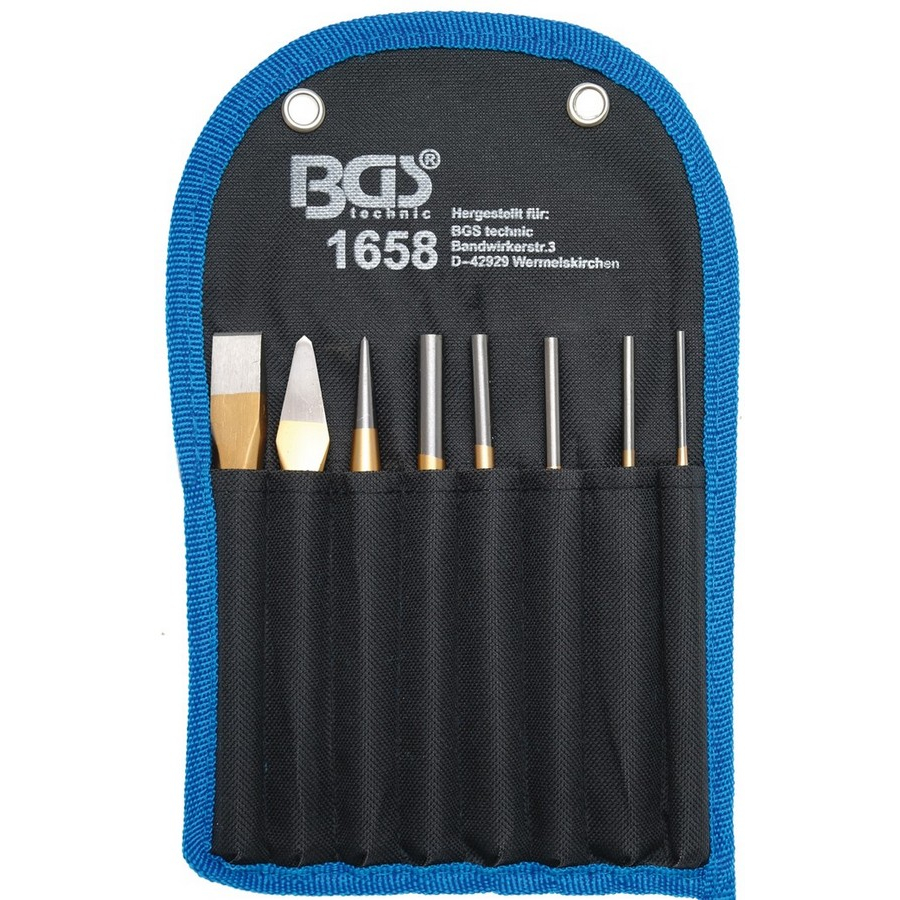 8-piece splint driver set with chisel and center punch - code BGS1658