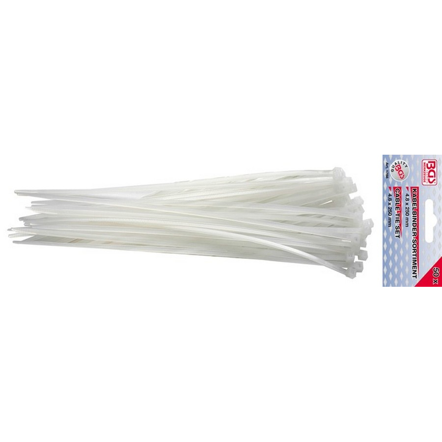 50-piece cable tie set 4.8 x 250 mm - code BGS1788