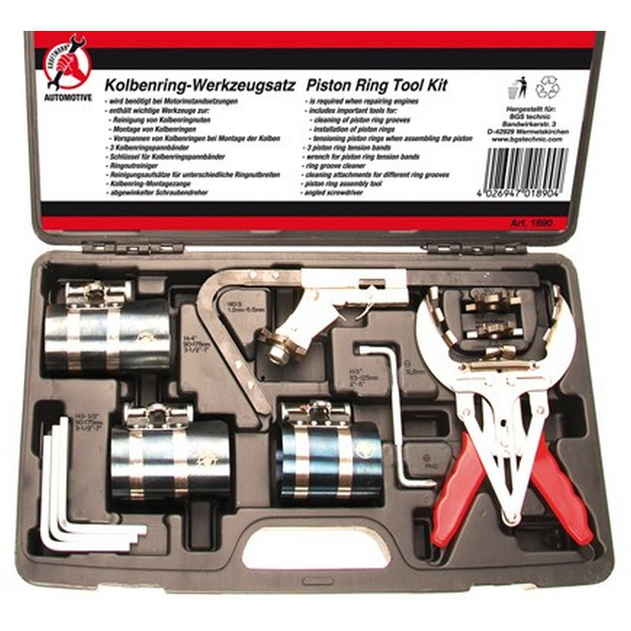 thumbnail image 2 of 3 Inch Piston Ring Compressor Tool Kit With Feeler Gauge & Piston Installer Pliers 2 of 12