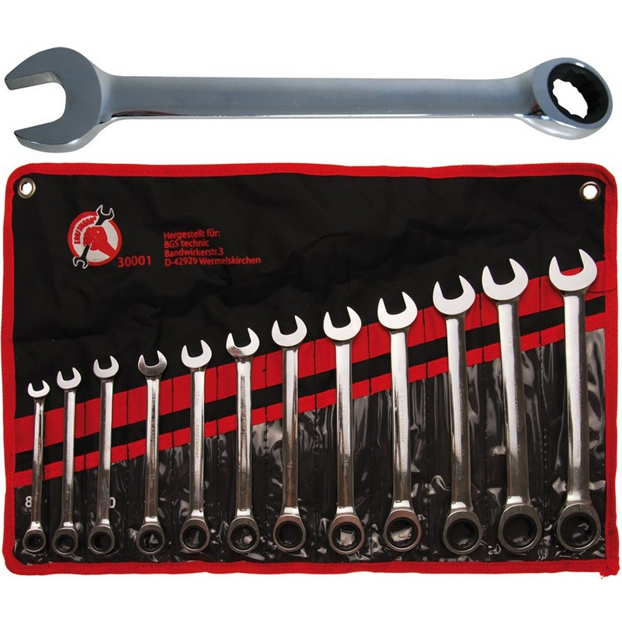 combination ratchet ring spanner set 12-pc. - code BGS30001