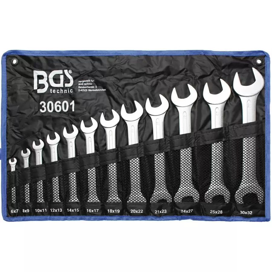 12-piece double open end spanner set 6 - 32 mm - code BGS30601 - image