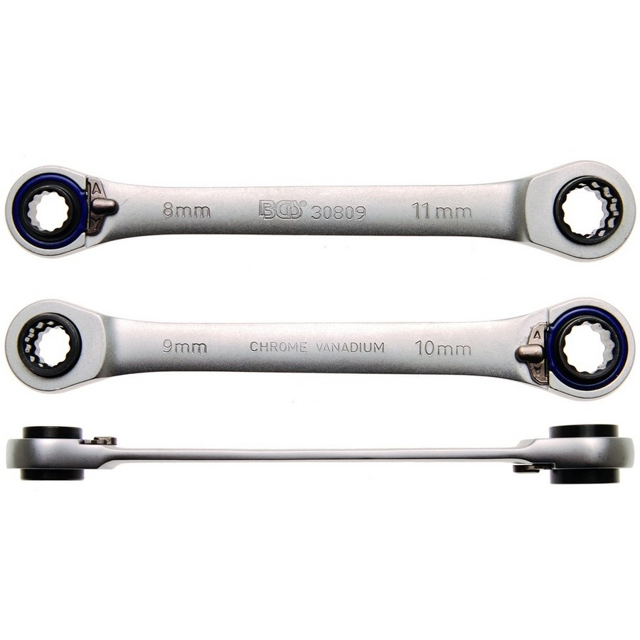 reversible ratchet wrench 4 in 1 8x9 and 10x11 mm - code BGS30809