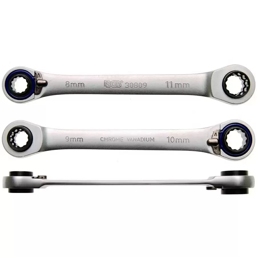 reversible ratchet wrench 4 in 1 8x9 and 10x11 mm - code BGS30809 - image
