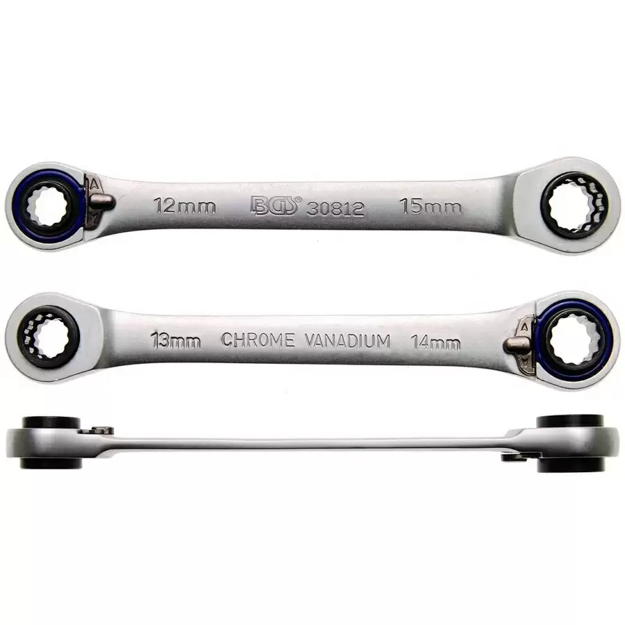 reversible ratchet wrench 4 in 1 12x13 and 14x15 mm - code BGS30812 - image