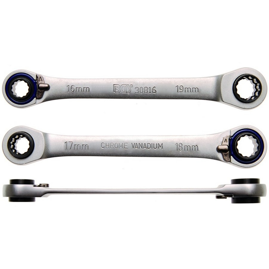 reversible ratchet wrench 4 in 1 16x17 and 18x19 mm - code BGS30816