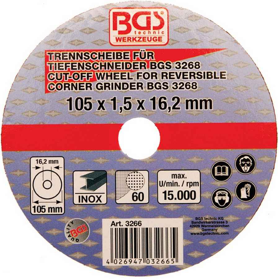 disco abrasivo 105x1,5x16,2mm - codice BGS3266