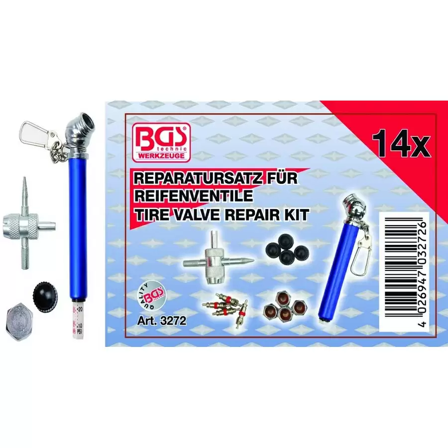 kit 14 pz riparazione valvole pneumatici - codice BGS3272 - image