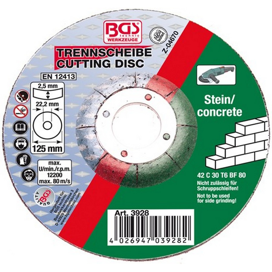 Cutting disc for stone 125 type 42 - code BGS3928