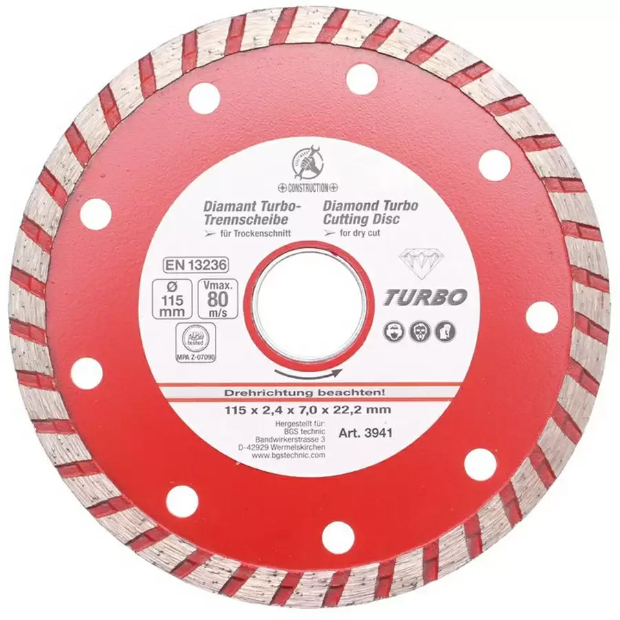 disque à tronçonner turbo 115 mm - code BGS3941 - image