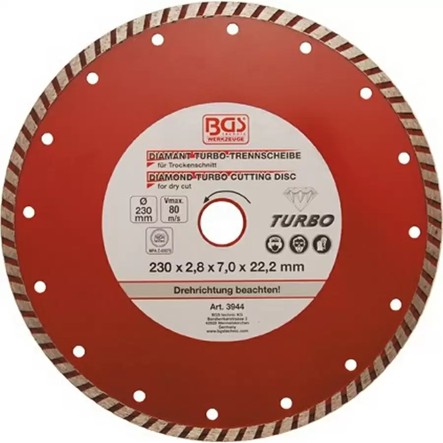 disque à tronçonner turbo 230 mm - code BGS3944 - image