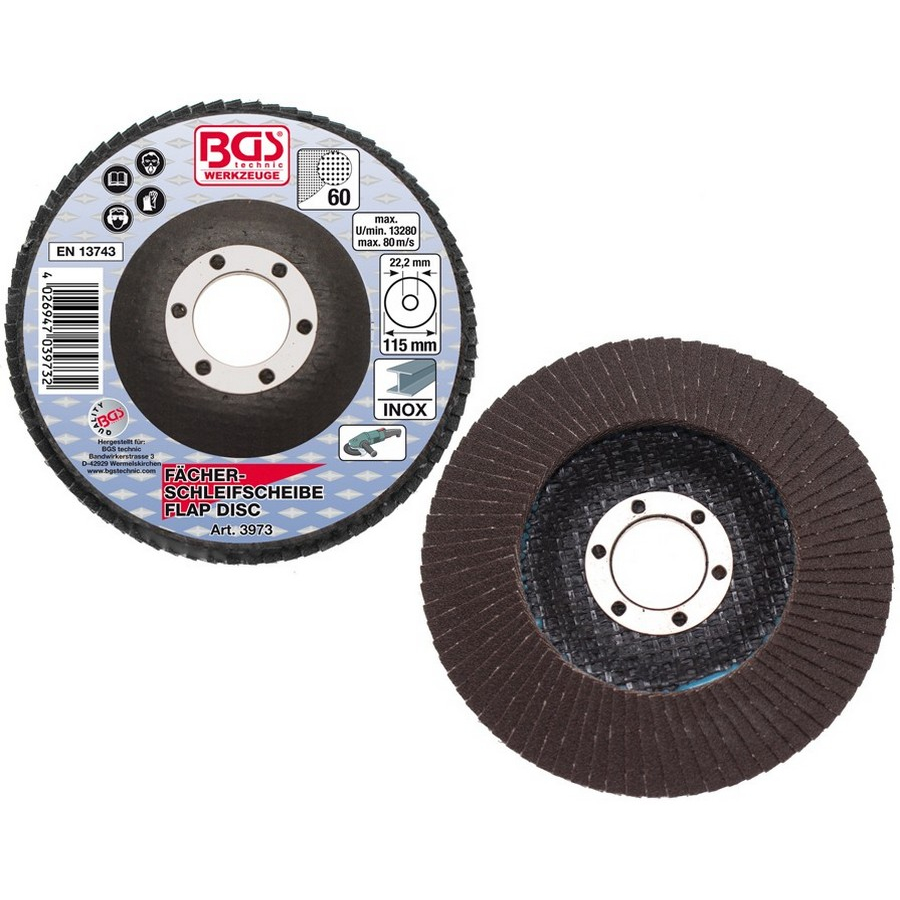 flap disc ø 115 mm grain size 60 - code BGS3973