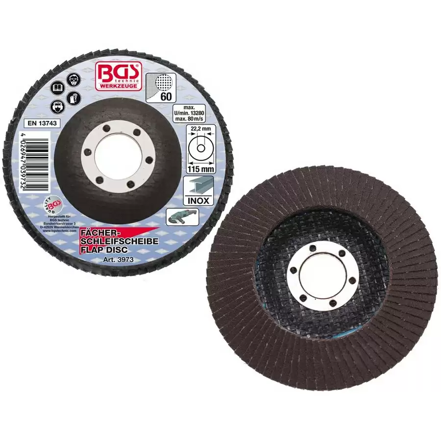 flap disc ø 115 mm grain size 60 - code BGS3973 - image