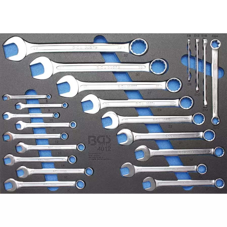 3/3 tool tray for workshop trolleys: 22-piece combination and e-type ring spanners - code BGS4012 - image