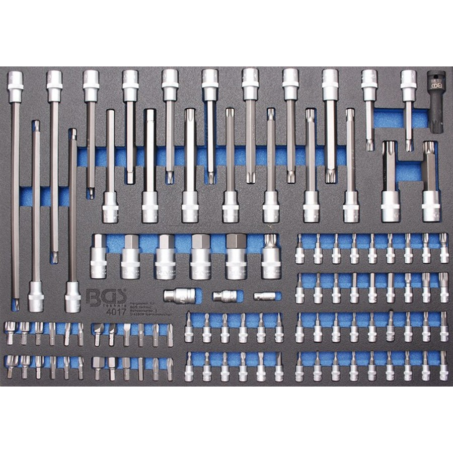 3/3 tool tray for workshop trolleys: 104-piece  bits and bit sockets - code BGS4017