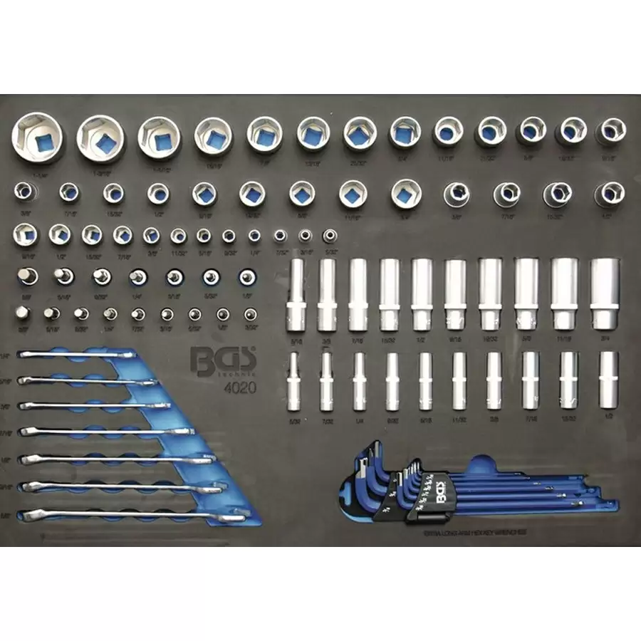 3/3 tool tray for workshop trolleys: 90-piece sockets and combination spanner - code BGS4020 - image