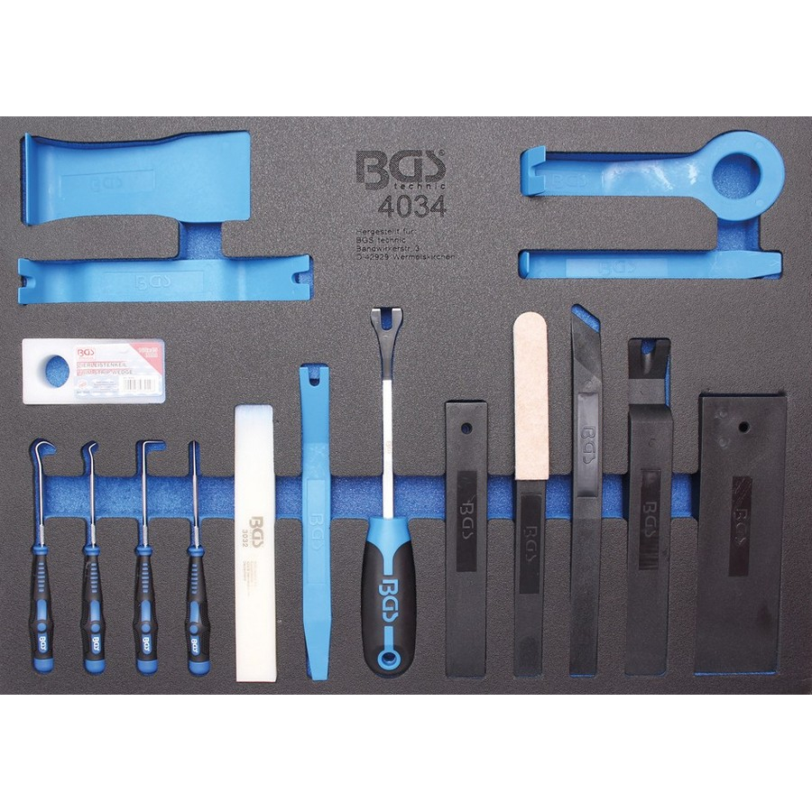 3/3 tool tray for workshop trolleys: 17-piece wedge and hook set - code BGS4034