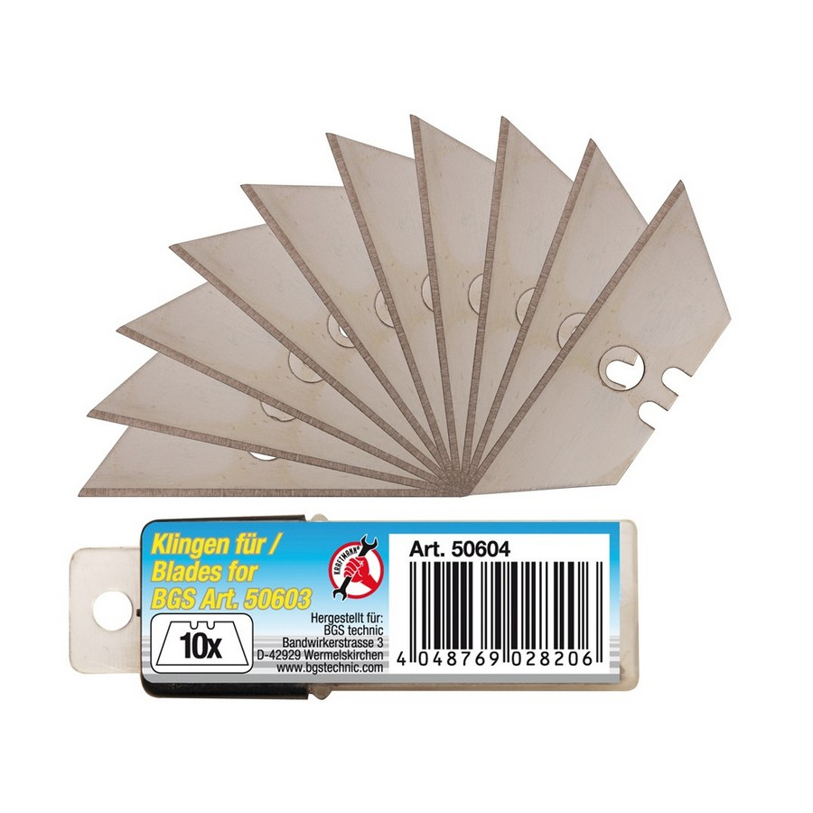 10-piece replacement blades for safety knife bgs 50603 - code BGS50604