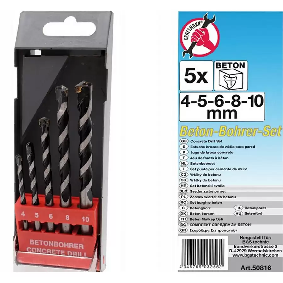 set 5 pz punte da muro 4-8mm - codice BGS50816 - image