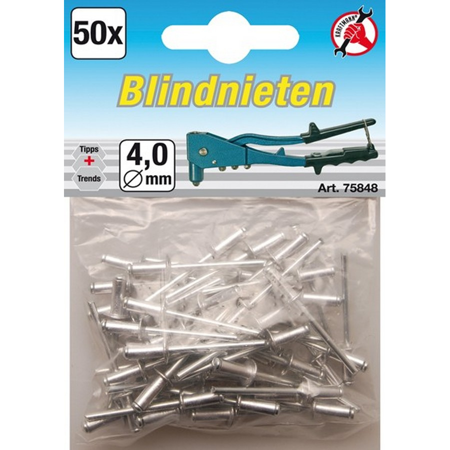 blind rivets 4.0 mm 50 pieces - code BGS75848
