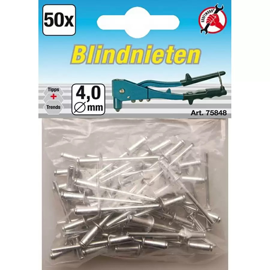 blind rivets 4.0 mm 50 pieces - code BGS75848 - image