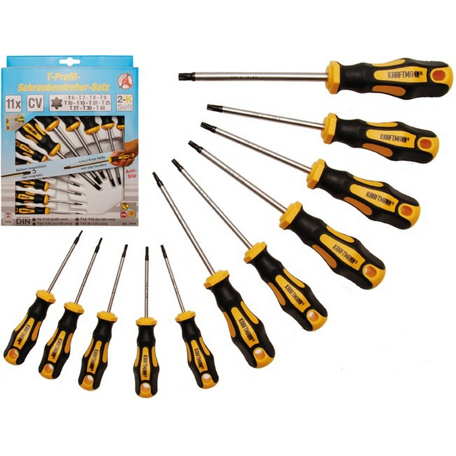 11-piece screwdriver set t-star not tamperproof - code BGS7844
