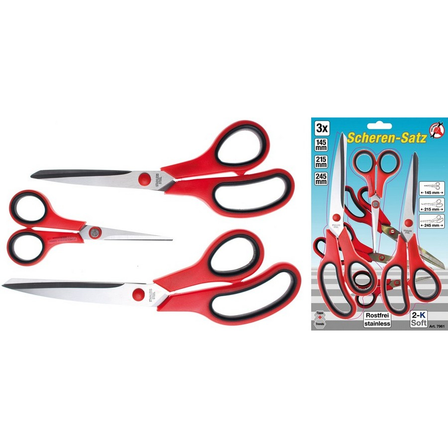 3-piece stainless scissors set - code BGS7961