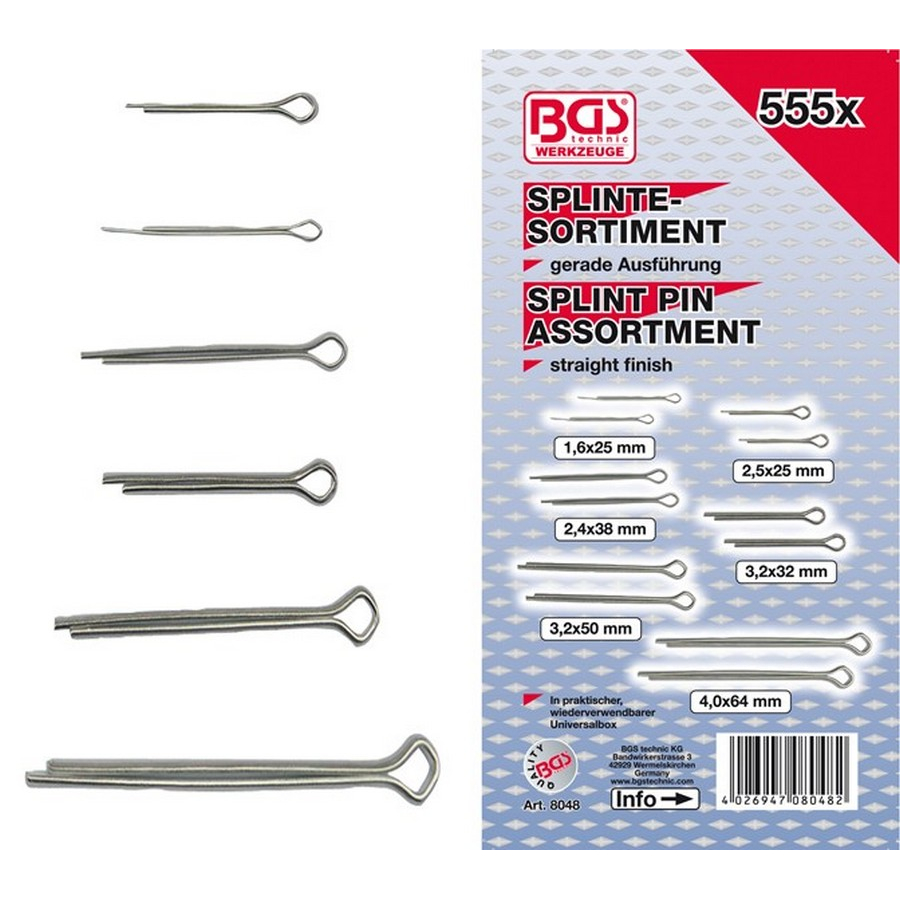 555-piece splint pin assortment - code BGS8048