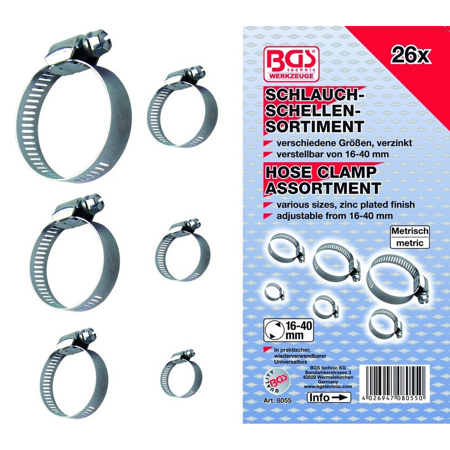 26-piece hose clamp assortment - code BGS8055