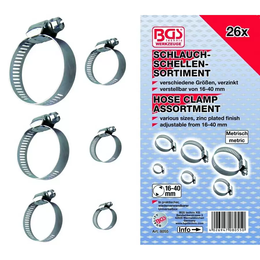 26-piece hose clamp assortment - code BGS8055 - image