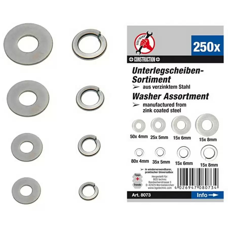 Assortiment de 250 rondelles - code BGS8073 - image