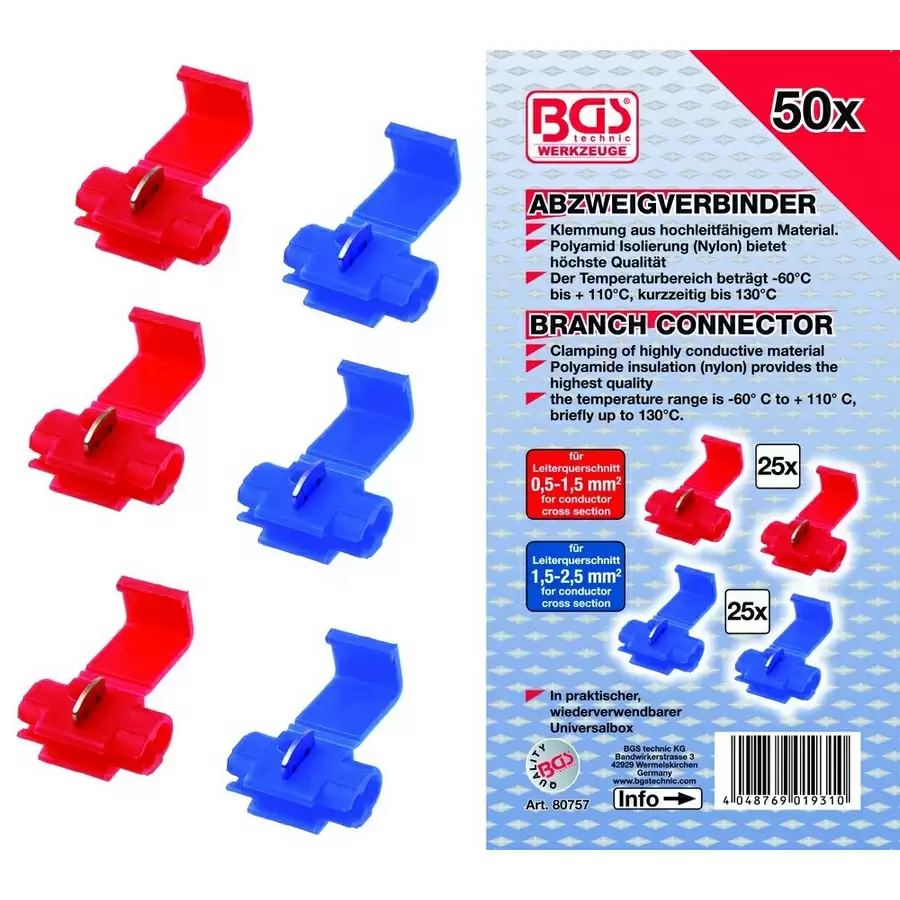 50-teiliges Abzweigverbinder-Set - Code BGS80757 - image