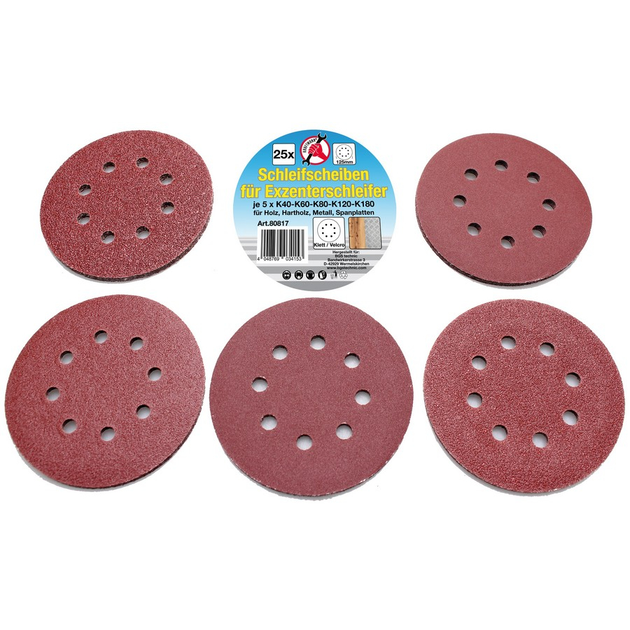 25-piece sanding pads for eccentric sanders - code BGS80817
