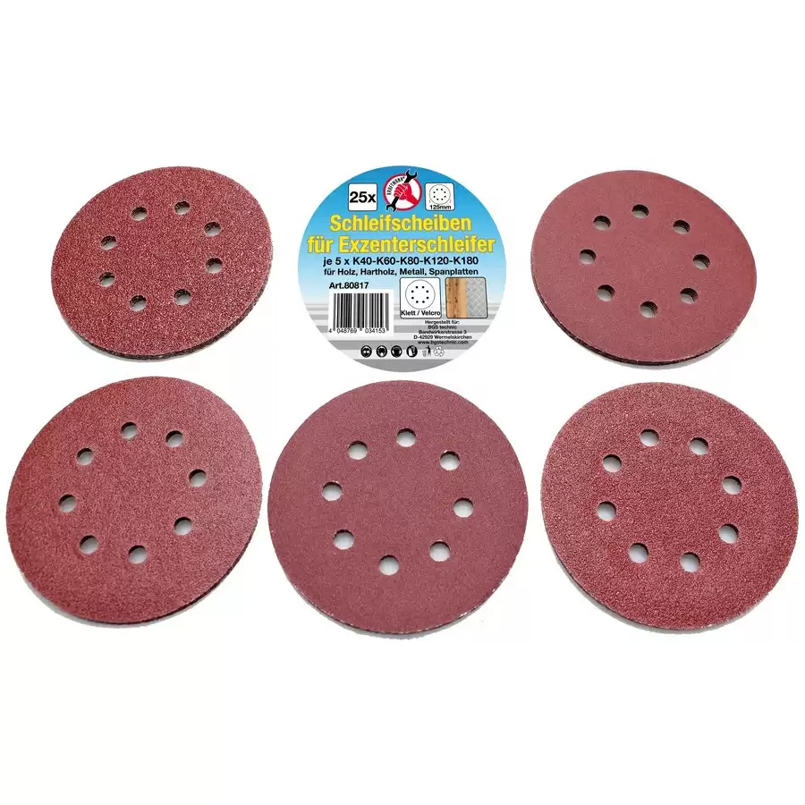 25-piece sanding pads for eccentric sanders - code BGS80817 - image