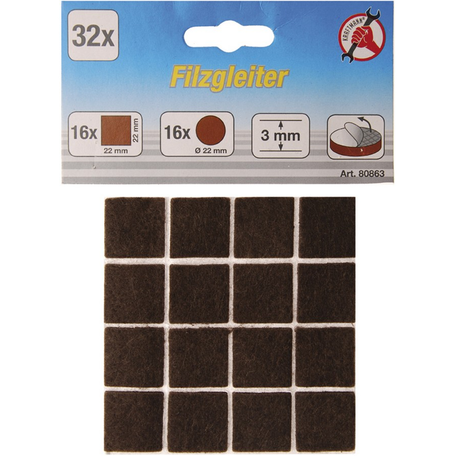 Filzgleiter braun 32 Stk. - Code BGS80863