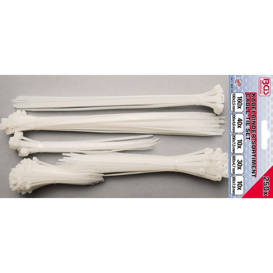 250-piece cable tie set various sizes - code BGS80874