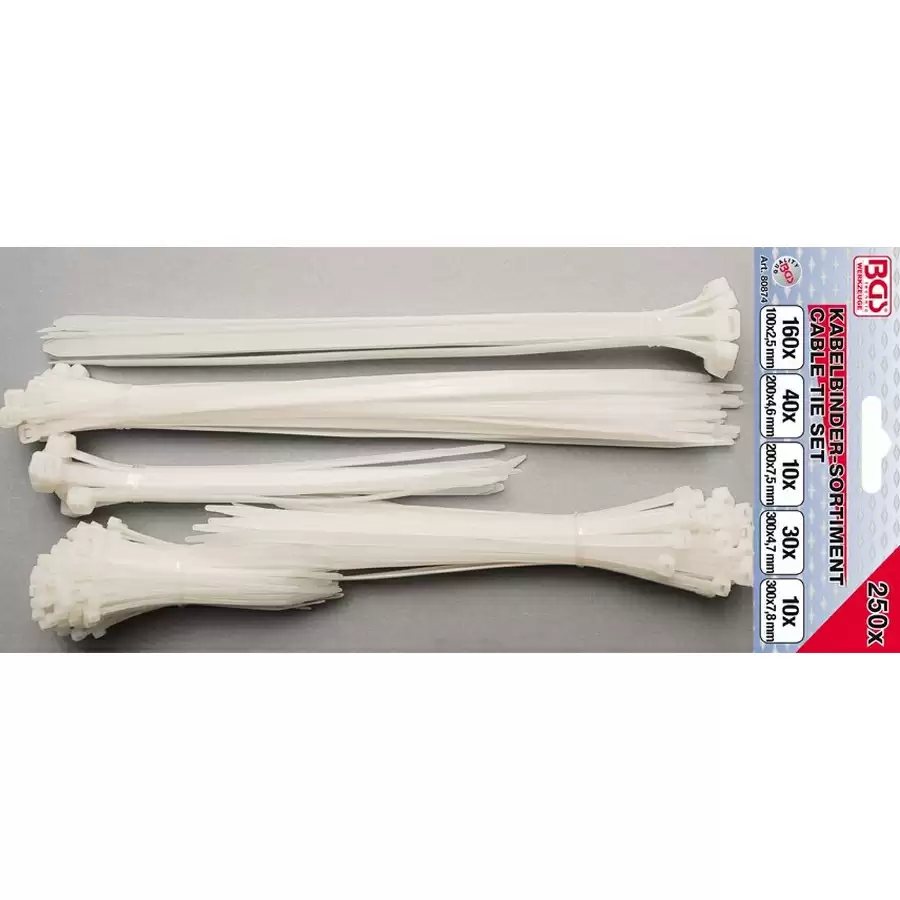 250-piece cable tie set various sizes - code BGS80874 - image