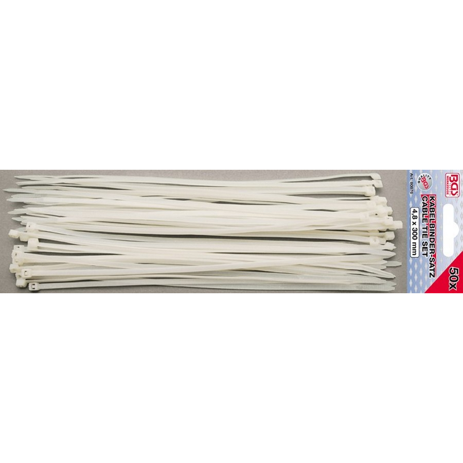 50-piece cable tie set 4.8 x 300 mm - code BGS80876