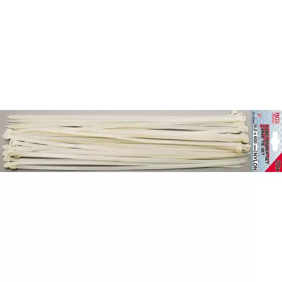 20-piece cable tie set 8.0 x 600 mm - code BGS80881 - image