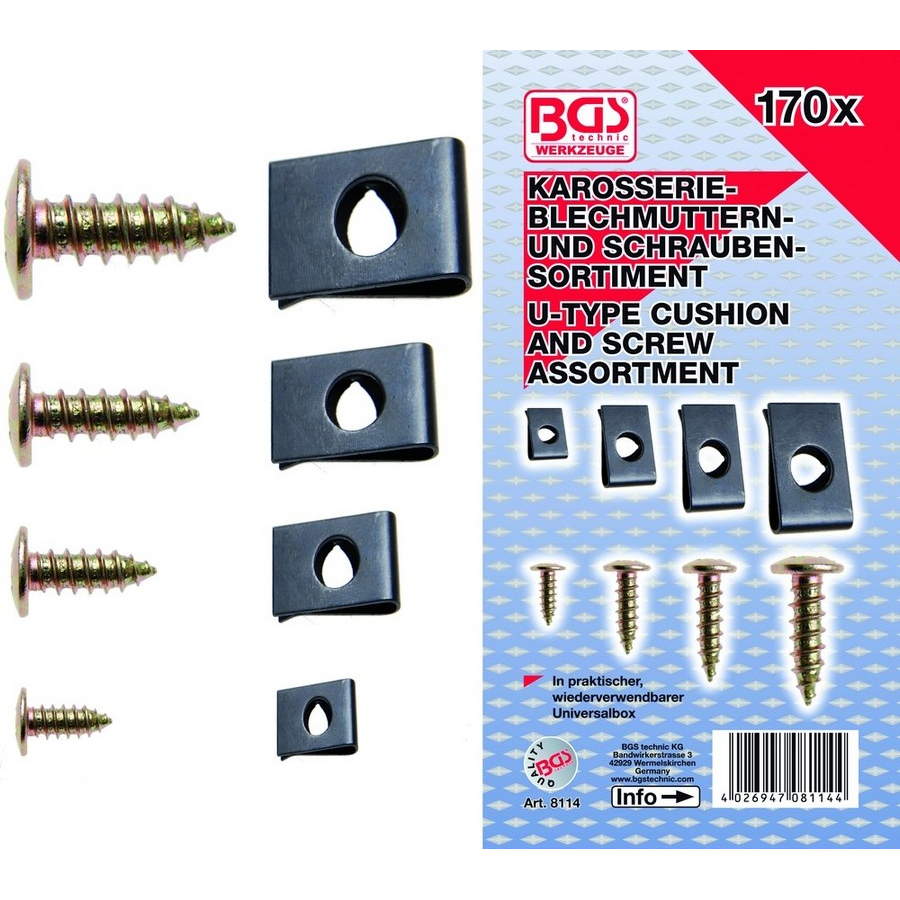 170-piece screw and u-type cushion assortment - code BGS8114