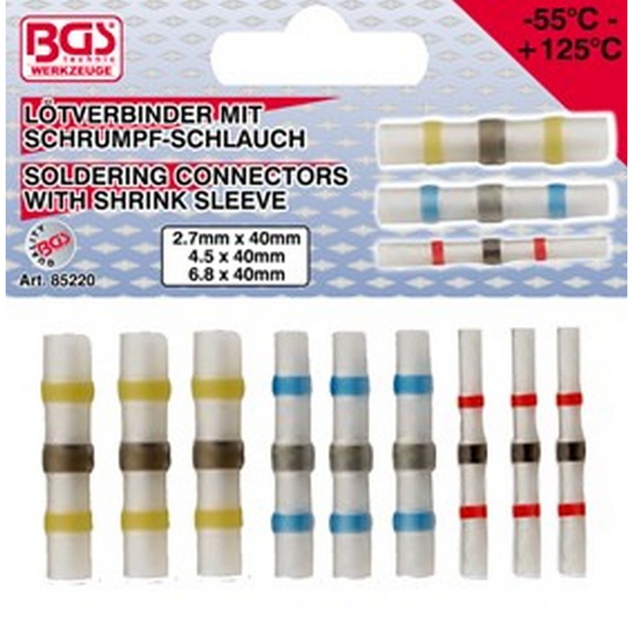 9-piece soldering connector set with shrink sleeve - code BGS85220 Bike
