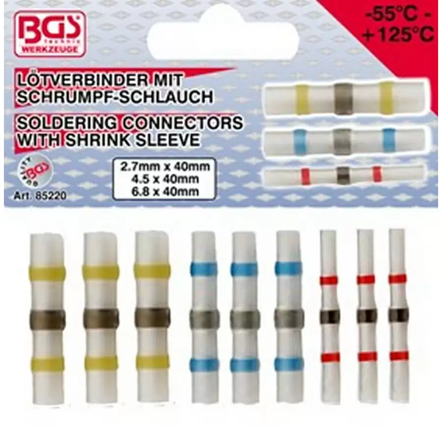 9-piece soldering connector set with shrink sleeve - code BGS85220 Bike - image