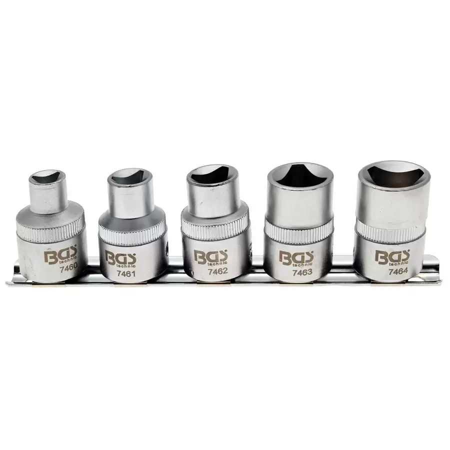 5-piece 3-pt socket set for barriers m5 - m12 (8 - 16,5 mm) - code BGS8608 - image